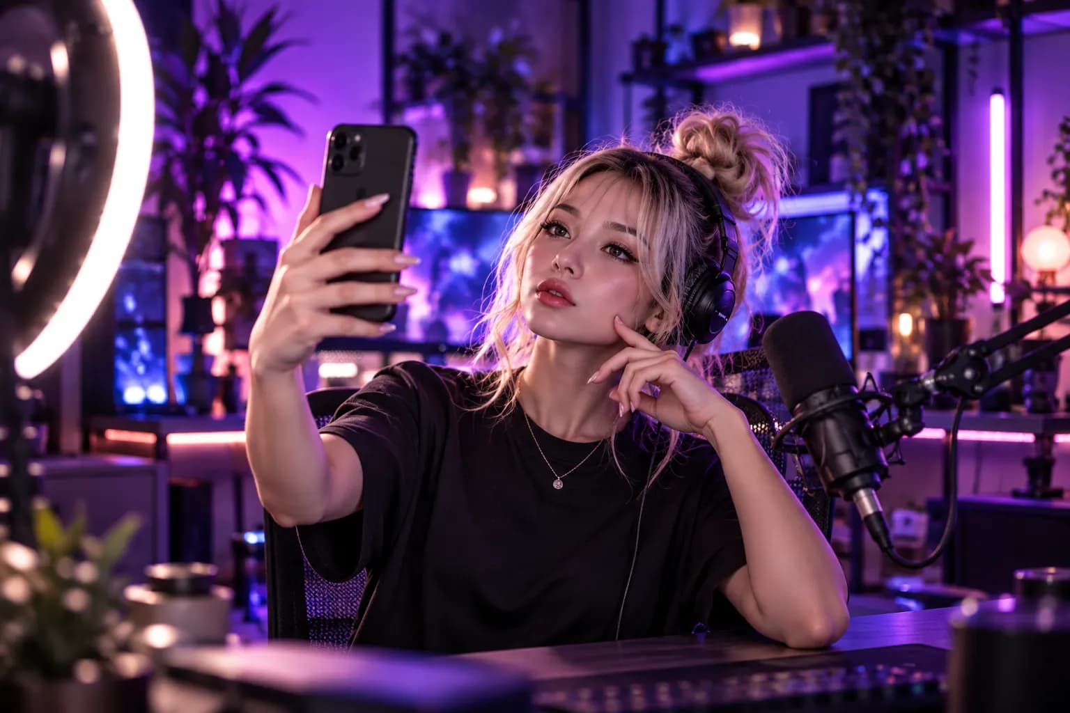 Creatorin vor ihrem LIVE-Setup (Symbolbild)
